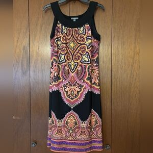 Apt. 9 Black and Pink Paisley Midi Dress